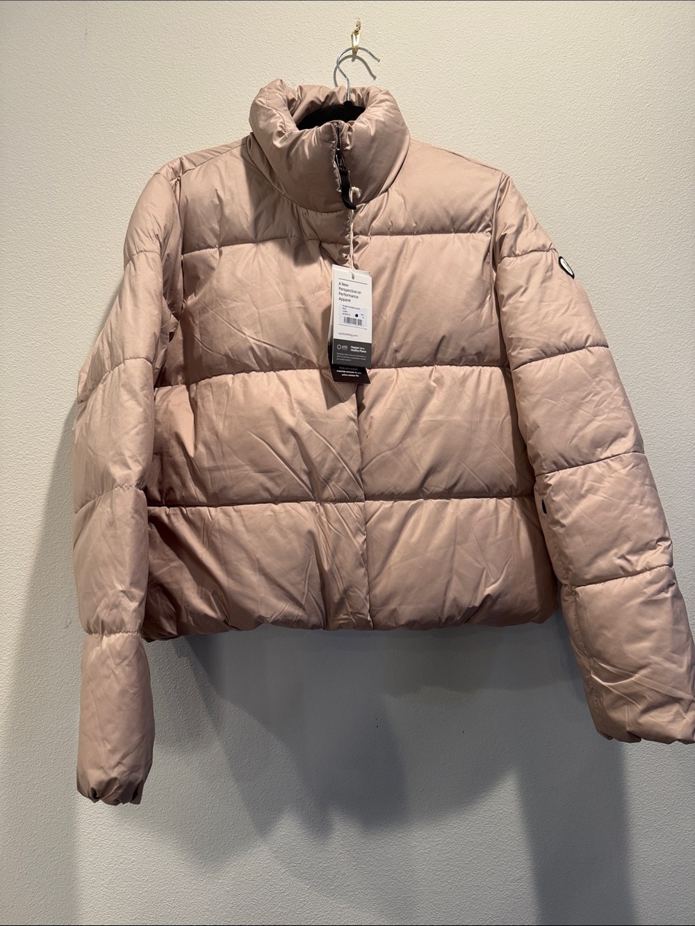Vuori Blush Pink Cropped Puffer Jacket